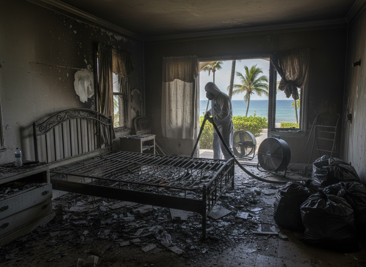 Bedroom Fire Damage Cleanup in Key Biscayne, FL
